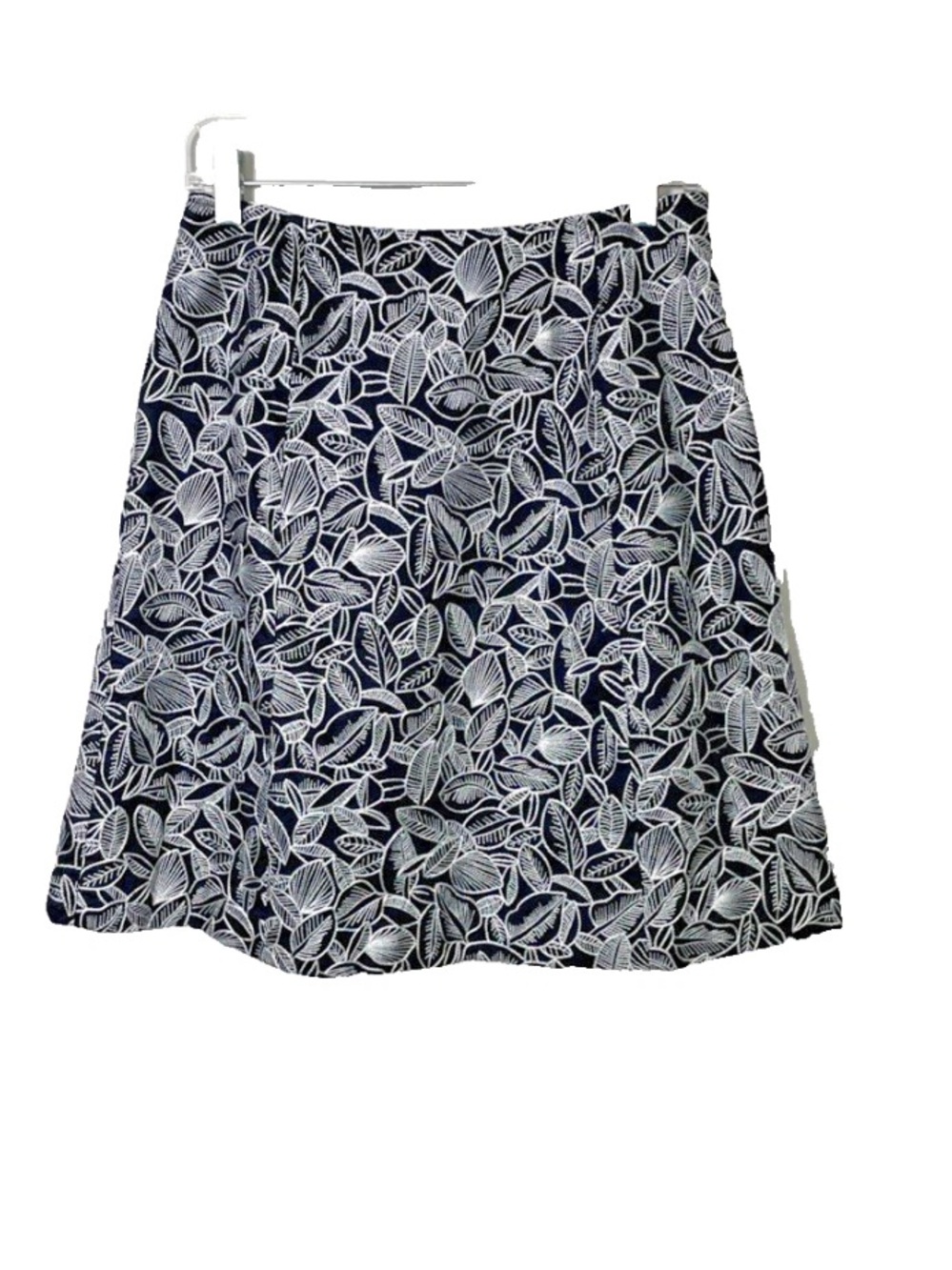 Vtg Talbots Skirt A-Line Black/White Allover Leaf Embroidered Women's 6 Petite